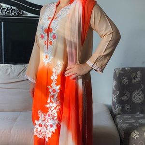 Salwar Kameez (dress, pants, and scarf)